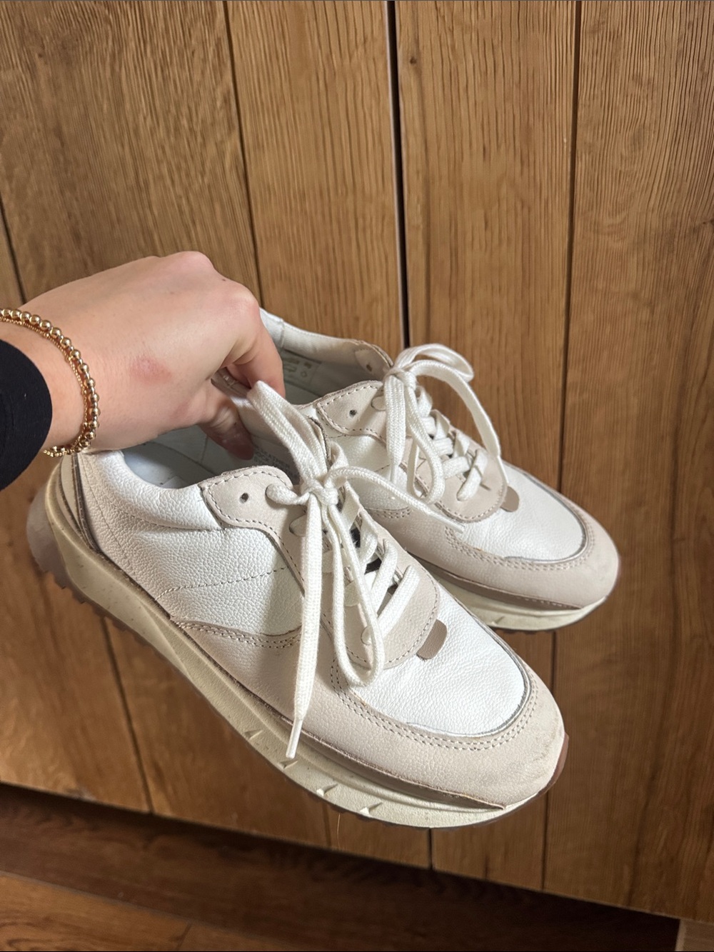 Madewell Cream & White Women's Lace-Up Sneakers